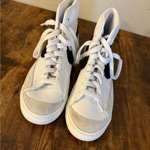 White and Black Nike High-Top Sneakers